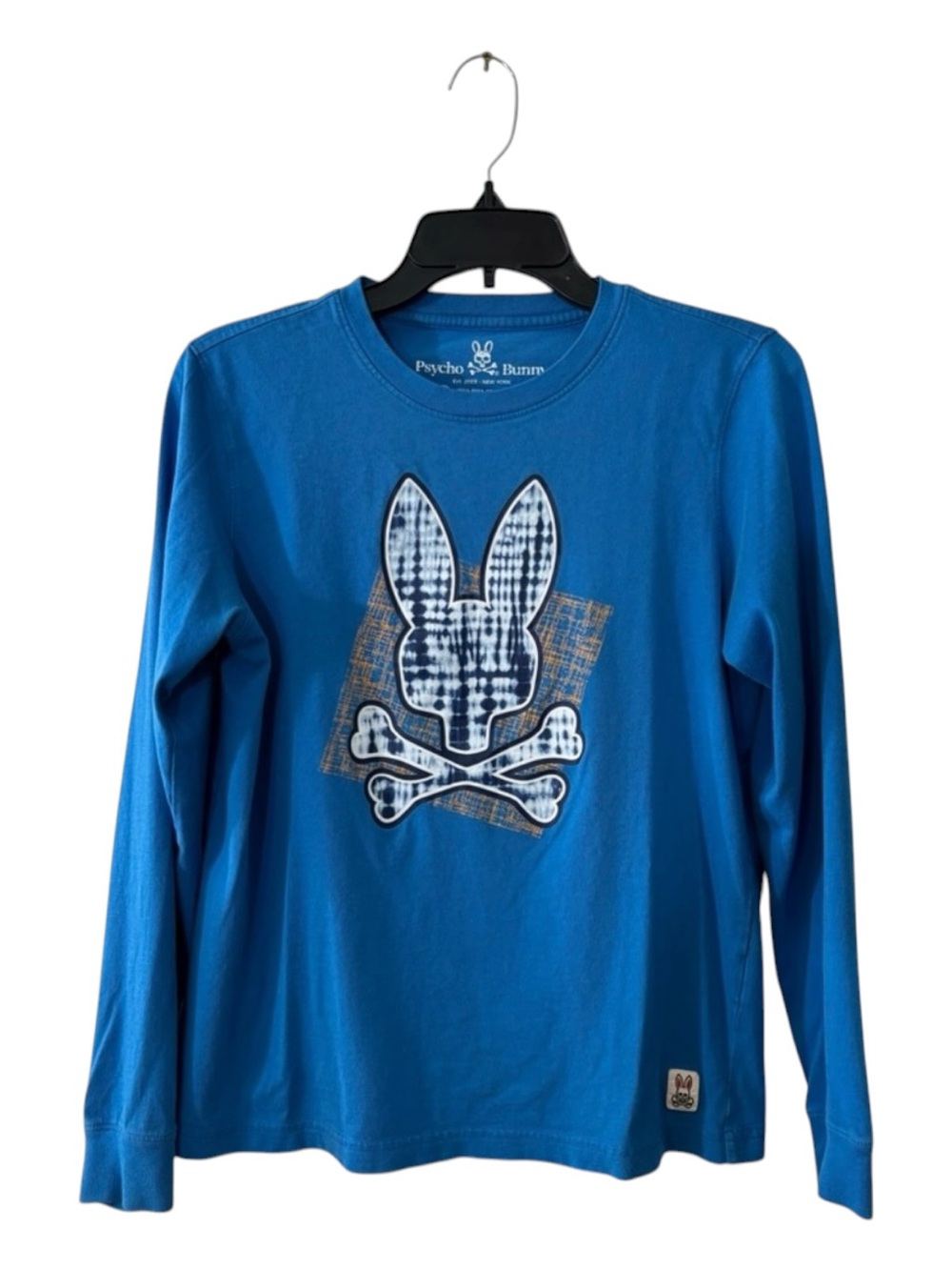 Psycho Bunny Emmet Graphic Long Sleeve Tee Blue Pima Cotton Logo Men’s Size 3 XS